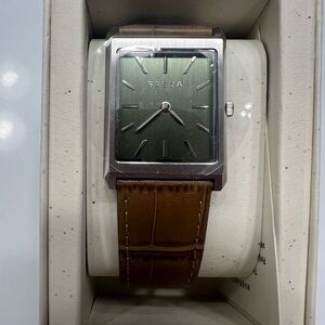 Breda Virgil Croc Embossed Brown Leather Strap Watch